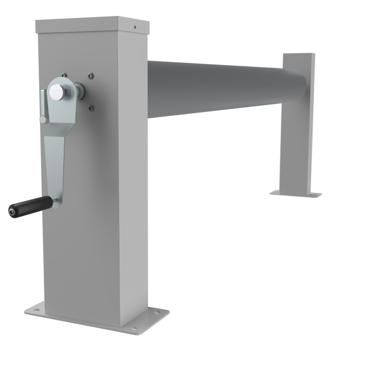 Manuelle Poolabdeckungstrommel mit Kurbel und stabiler Basis.