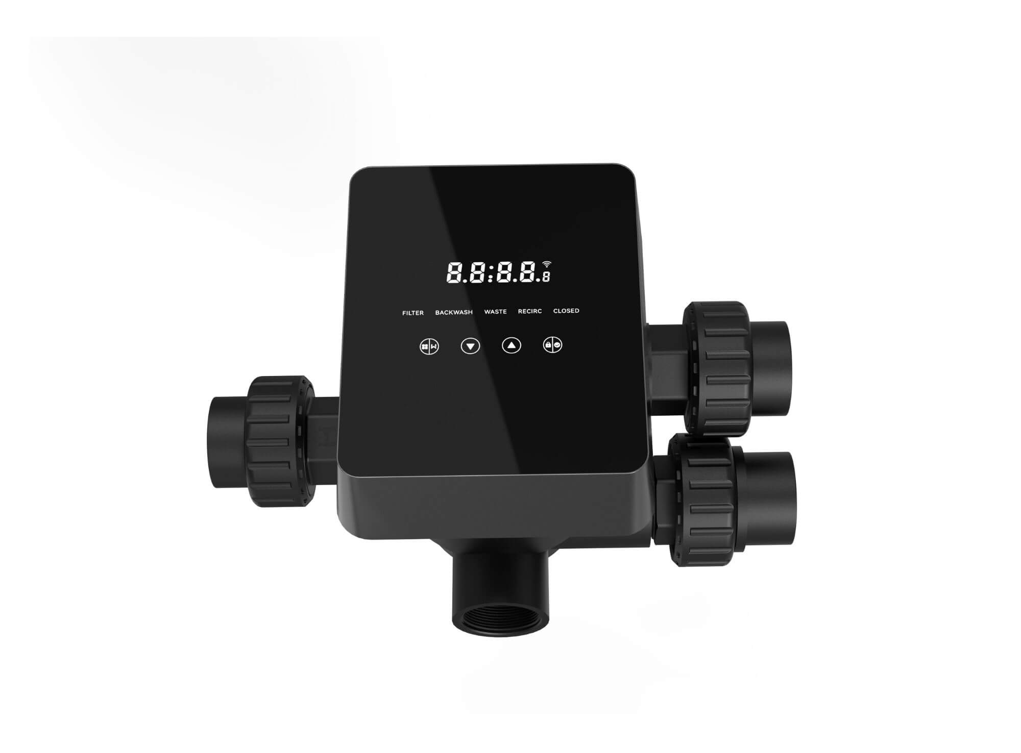 Elektronisches Poolsteuerventil mit digitalem Display.