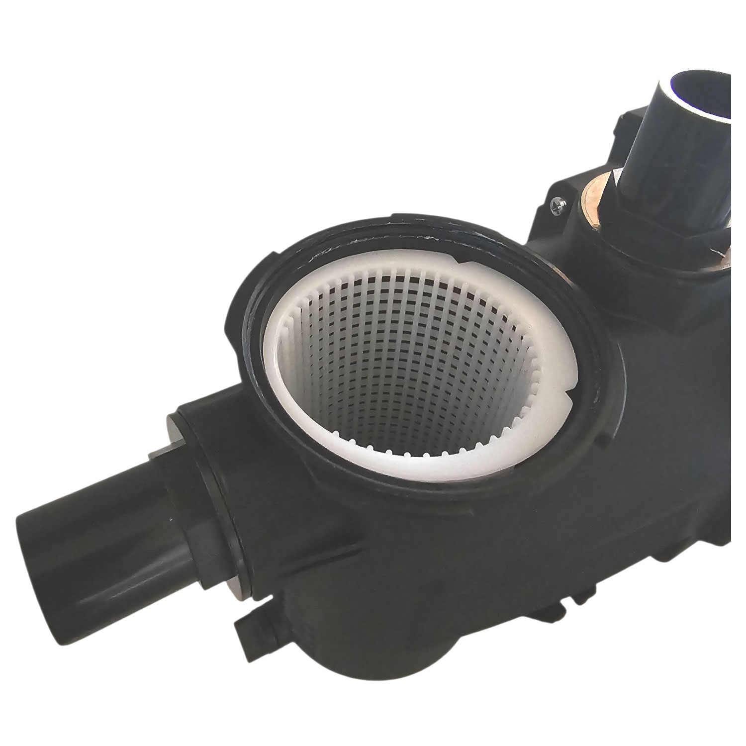 Poolfilter mit Kunststoffgehäuse und innenliegendem Filterelement.