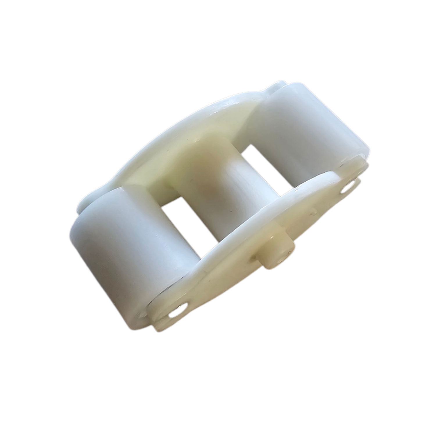 Weißer Rollenmechanismus für die Poolabdeckung aus Kunststoff für einfache Handhabung.