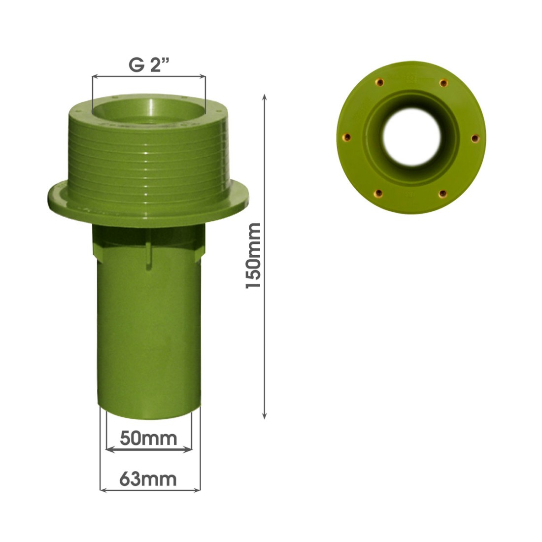 MTS Beckenwanddurchführung  150 mm mit Gewindebuchsen