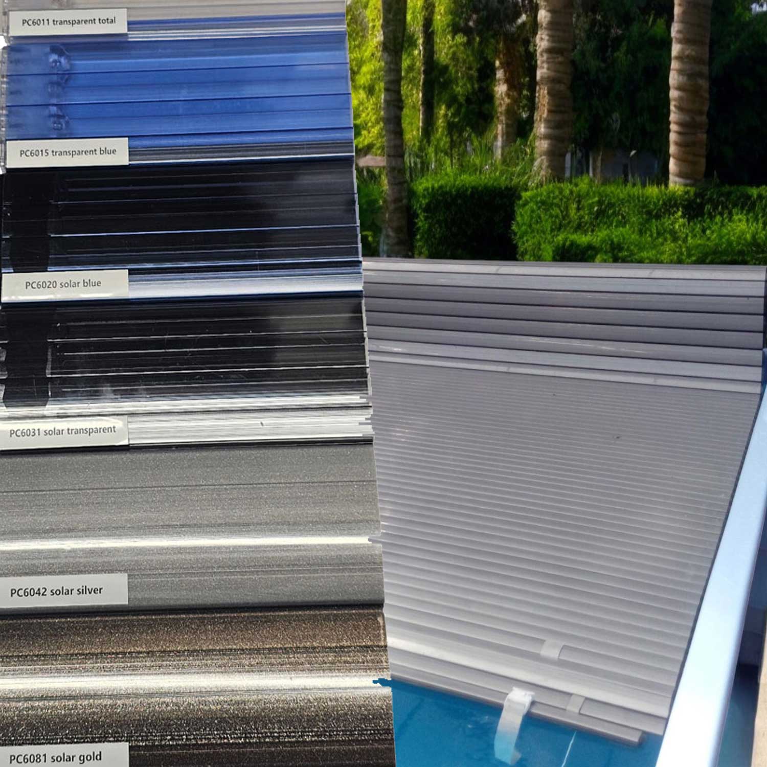 Lamellen Polycarbonat  Rechteckbecken