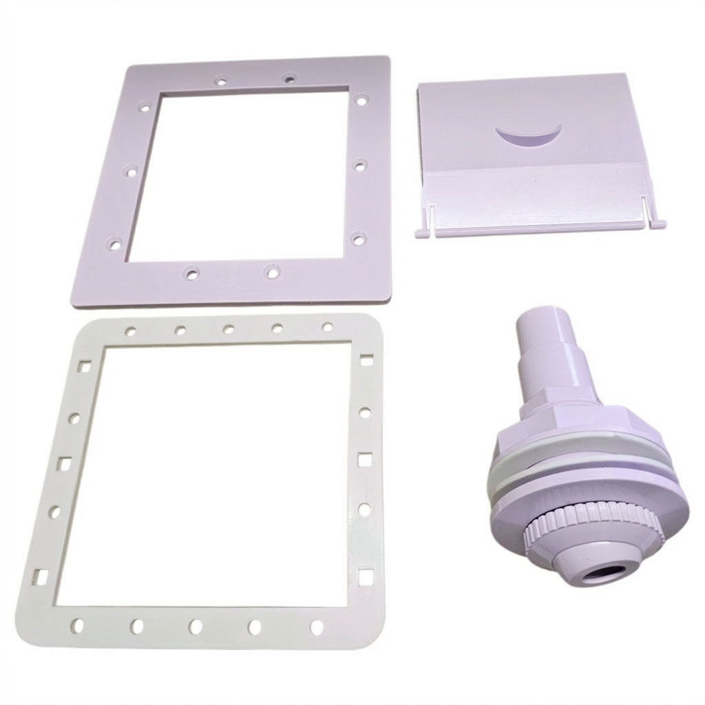 Satz Poolkomponenten inklusive Rahmen und Verbindungsstück.