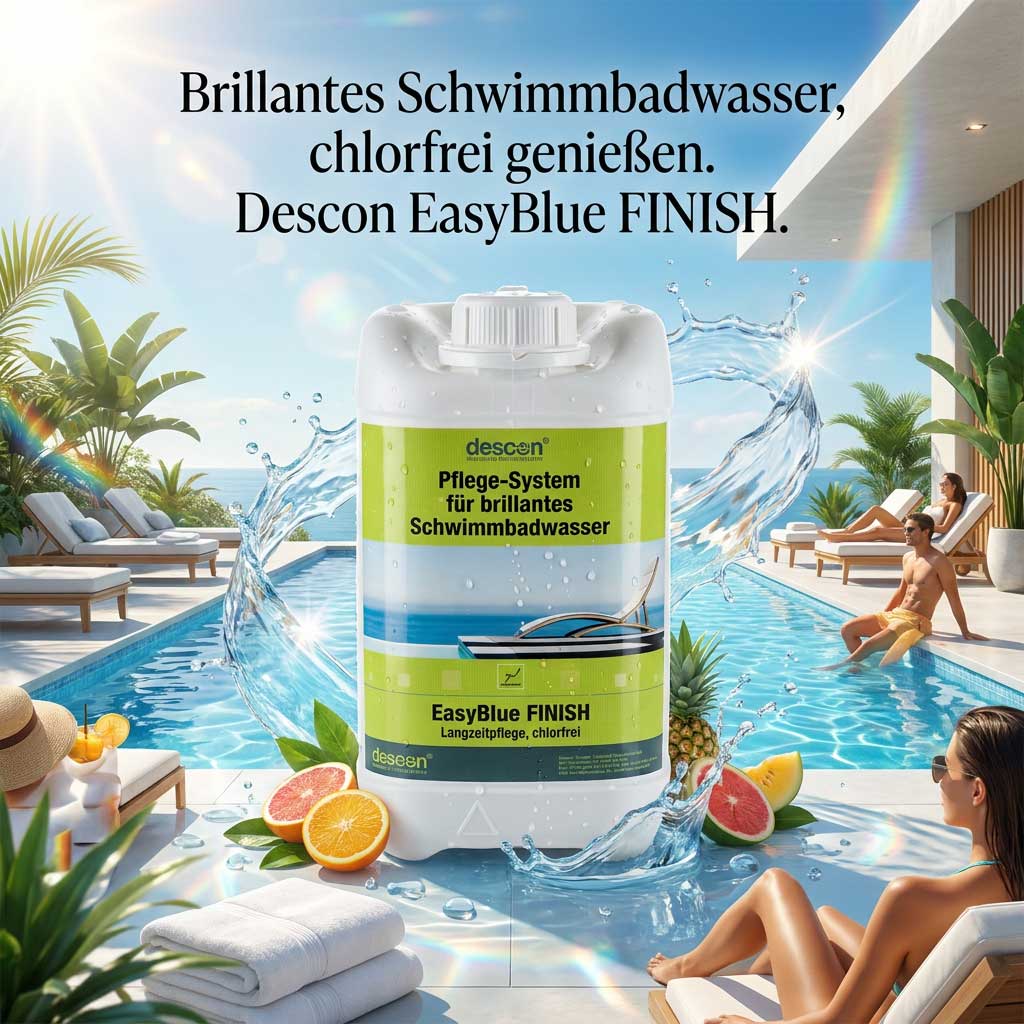 Chlorfreies Poolwasserpflegesystem in einem Schwimmbad.