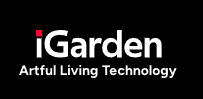 Logo von iGarden mit dem Text „Artful Living Technology“.