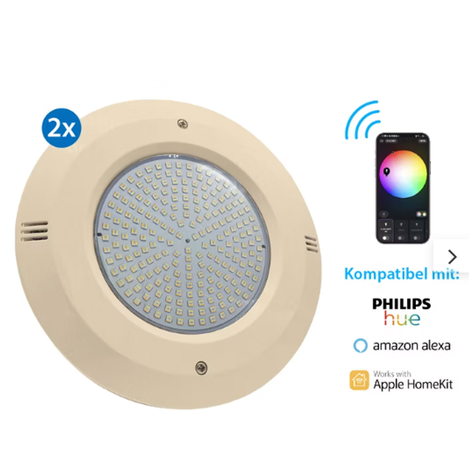 Smart Home UWS  LED Licht Set 2 RGB + CCT 36 Watt Blende Sand