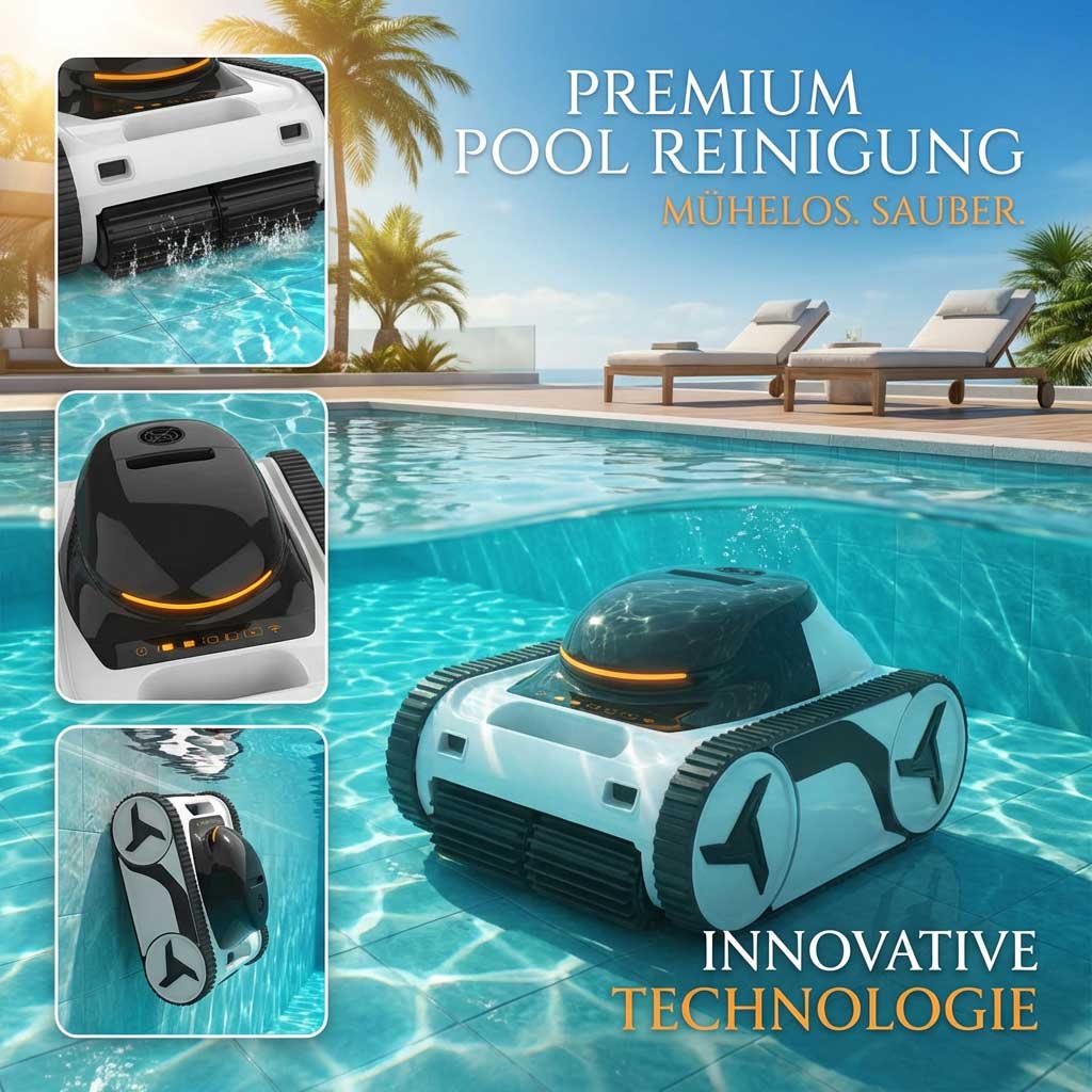 Automatisierter Poolreiniger, der in einem Schwimmbad betrieben wird.