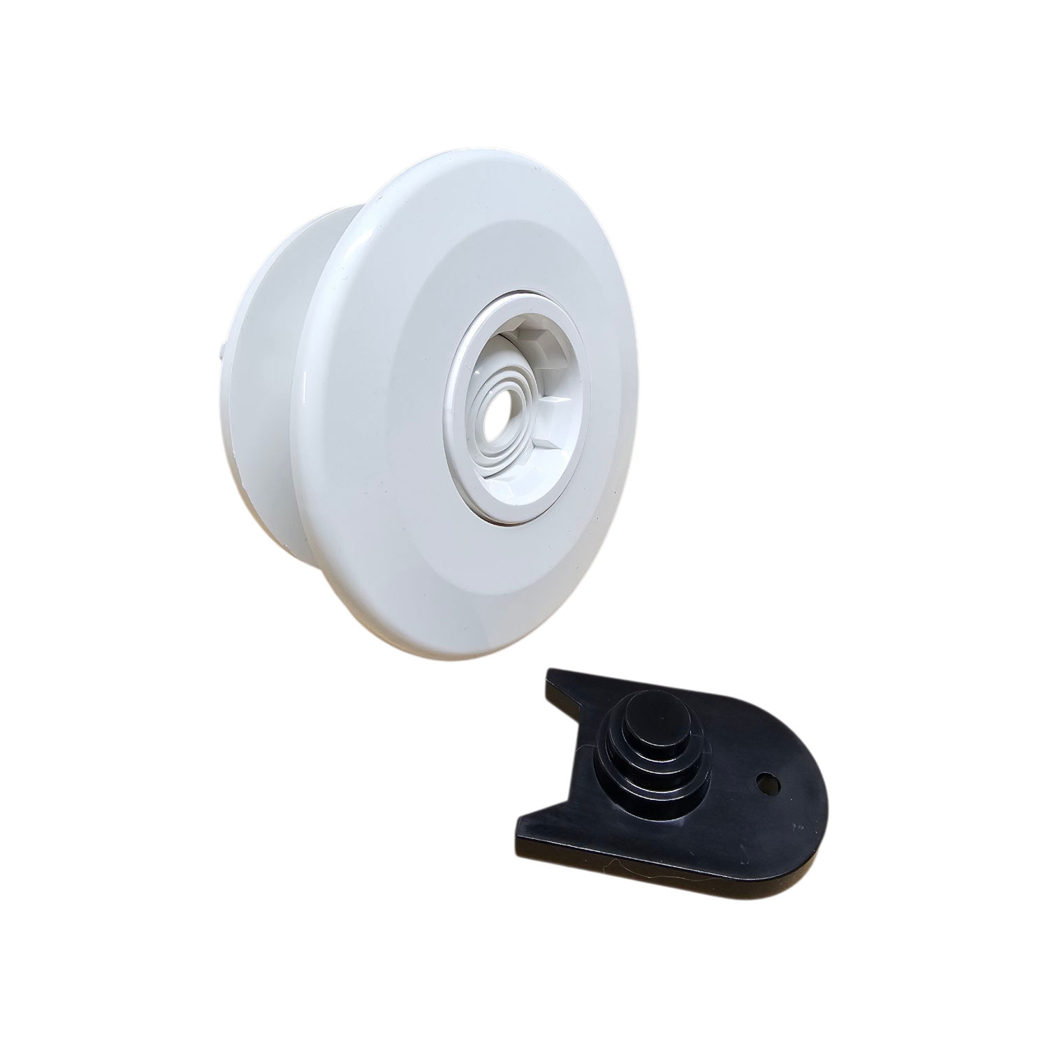 Verstellbare Einlaufdüse ABS 50 mm x 2" Klebemuffe x Außengewinde Weiß