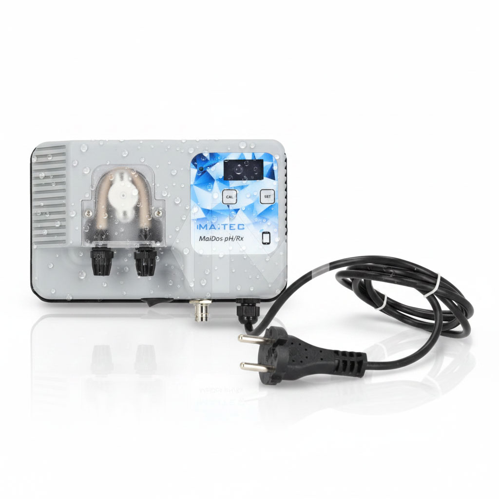 pH-Dosiergerät mit Display und Netzkabel für die Poolpflege