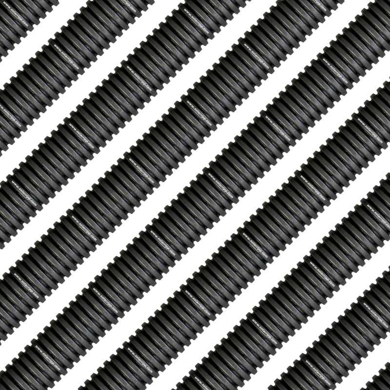 Das Bild zeigt ein sich wiederholendes Muster aus gewellten schwarzen flexiblen Leitungsschläuchen.